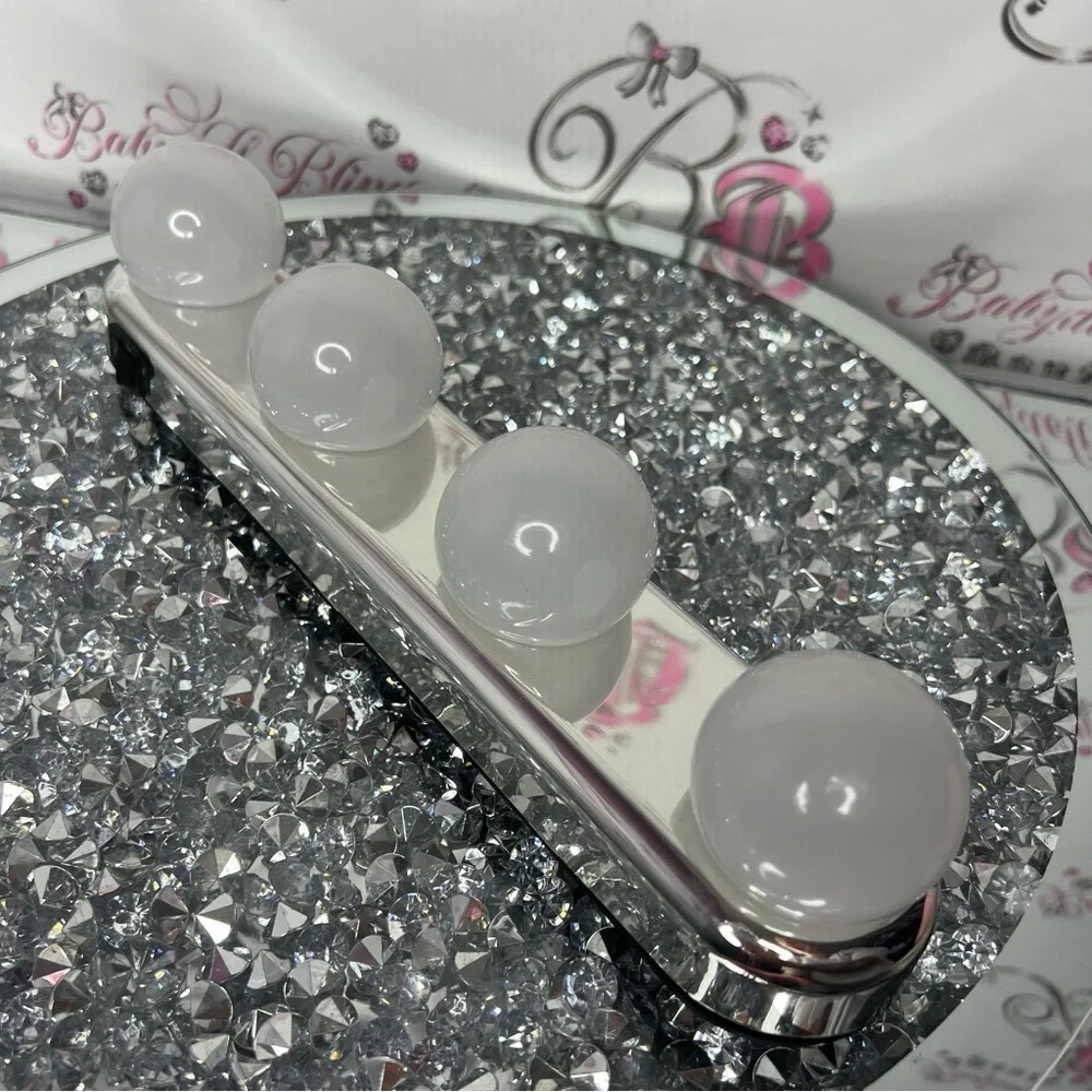 Vanity lights suction to surfaces mirror ect on and off silver makeup skincare